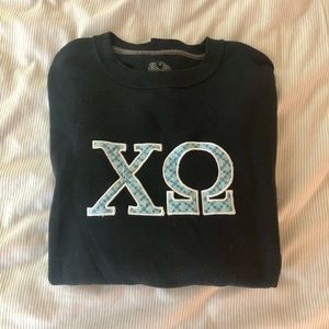 Chi Omega Letter Sweatshirt Black and Blue print